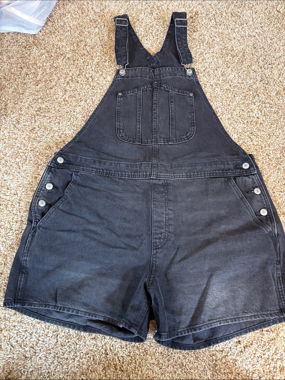 Old Navy size XL Black Denim Short Overalls EUC